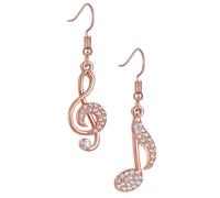 LRXIYODE Boucles Oreilles Note de Musique Créatives Plaqué Or Rose Légères et Simples Pendantes pour Femmes Élégantes