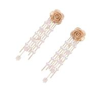 LRXIYODE Boucles Oreilles Pendantes Longues Rétro Femme Style Fleur avec Perles et Franges Accessoire de Mode Élégant pour Fêtes et Usage Quotidien
