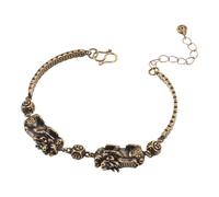 LRXIYODE Bracelet Ancien en Laiton Vintage Pi Yao Ajustable pour Couple, Bijoux Artisanaux Chinois Feng Shui, Présent Saint-valentin et Nouvel An, Chaîne de Poignet Unisexe avec Symbole