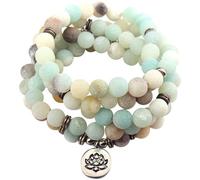 LRXIYODE Bracelet de Perles Naturelles 108 Pièces 8 MM Lotus pour Contemplation et Yoga Collier Multifonction Femme Homme Accessoire Bouddhiste Décoratif
