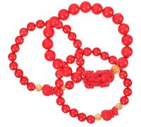 LRXIYODE Bracelet Ethnique de Perles de Bouddha en 3 Pièces, Rouge, Unisexe, Présent Saint-valentin et Protection Chance, Style Tribal, Taille Ajustable