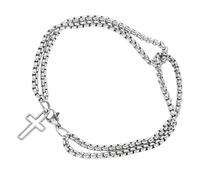 LRXIYODE Bracelet Homme Double Chaîne Croisée en Acier Inoxydable, Jonc Croix Ajouré, Style Vintage, Bijoux Croix Décoratif, Bracelet Résistant et Polyvalent pour Usage Quotidien