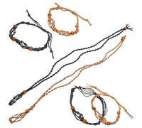 LRXIYODE Bracelet Pendentif Corde Cire Naturelle Porte-pendentif Filet Tissé Ajustable pour Collier et Bracelet Set de Noir et Café Accessoire Artisanal Élégant et Polyvalent