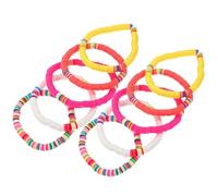 LRXIYODE Bracelets Bohèmes en Pâte Polymère Colorée 6 Mm, Lot de 10 Pièces, Cordon Élastique Extensible, pour Plage et Tenue Décontractée, Bijoux Femmes Style Aléatoire