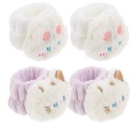 LRXIYODE Bracelets de Lavage Visage en Éponge Corail, 4 Pièces, Absorbants et Portables, Bandeaux de Poignet Confortables pour Soin Visage Quotidien