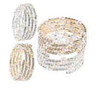 LRXIYODE Bracelets pour Adolescentes 4 Bracelets Élastiques en Alliage Doux Peau Décoration de Poignet pour Femmes Convenant aux Événements Formels et Quotidiens