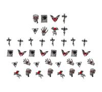 LRXIYODE Breloques pour Ongles Halloween 40 Pièces en Alliage Rétro Gothique Croix Cœur Décoration Punk Nail Art Accessoires Manucure Festive Chauve-Souris Fantômes Têtes de Mort