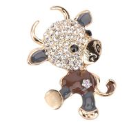 LRXIYODE Broche Adorable Forme de Bœuf avec Décorations Scintillantes Accessoire de Mode pour Vêtements Broche Créative Nouvel An Élégante pour Fête et Quotidien