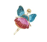 LRXIYODE Broche Ange Cristal Bleu Alliage, Bijou Broche de Manteau Femme, Accessoire Décoratif Élégant pour Fête et Quotidien, Épingle Vintage Multifonction, Taille Unique