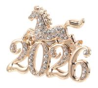 LRXIYODE Broche Cheval Dorée en Métal Strass Scintillants, Épingle à Revers Unisexe pour Nouvel An Chinois 2026, Accessoire Zodiaque Feng Shui, Bijou Élégant pour Femmes et Hommes