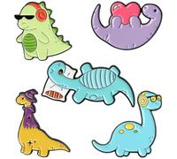 LRXIYODE Broche Décorative Dinosaures Colorée en Alliage Solide, Lot de 5 Pièces, Broche Délicate Femme, Accessoire Polyvalent pour Vêtements, Paquet et Vestes, Format Style Aléatoire