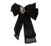 LRXIYODE Broche Nœud Vintage Femme Baroque Grand Noeud Élégant Noir Épingle Sécurité Tenue Festive Cérémonie