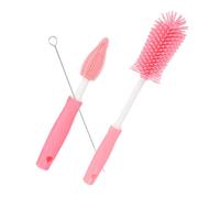 LRXIYODE Brosse à Bouteille Multifonction Pour Bébé Et Biberons, Ensemble 3 Pièces En Silicone Flexible Rouge Cerise, Brosse De Nettoyage Pour Pailles Et Tasses, Nettoyage Ménager