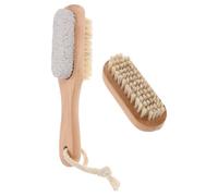 LRXIYODE Brosse à Ongles Bois avec Pierre Ponçe pour Brosse Nettoyante Double Face avec Manche Bois à Poils Naturels et Pierre Ponçe pour Ongles et Usage Quotidien Femme et Homme