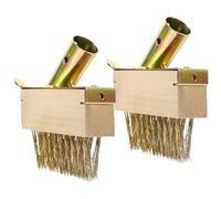 LRXIYODE Brosse Métallique pour Désherber Tête de Brosse de Désherbage, Manche en Bois Anti-dérapant, pour Jardin et Terrasse, Lot de 2pcs Ambiance Estivale