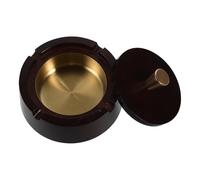 LRXIYODE Cendrier en Bois avec Couvercle, Intérieur et Terrasse, Style Chinois Élégant, Acier Inoxydable, Accessoire de Bureau pour Fumeurs, Empêche la Dispersion des Cendres