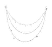 LRXIYODE Chaîne de Pantalon Punk en Métal Robuste Pendentif Étoile à Cinq Branches et Pompon Chaîne de Ceinture Hip-Hop pour Femmes Accessoire Streetwear pour Jean et Portefeuille