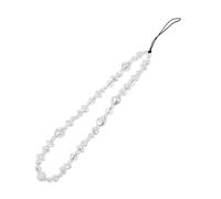 LRXIYODE Chaîne Téléphonique En Imitation De Perles Pour Femme, Lanière Courte Décorative Multifonction, Accessoire Sécurité Vintage, Compatible Téléphone Portable, Bracelet Poignet Blanc Crème