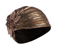 LRXIYODE Chapeau Turban Pour Femme Plissé Doré Léger à Volants Délicat Élégant Enveloppant Intérieur Extérieur Taille Unique