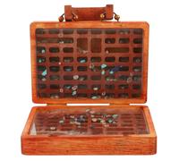 LRXIYODE Coffret De Rangement En Bois Pour Pierres Précieuses Et Cristaux Style Rétro Bois Naturel Portable Pour Collectionneurs Et Exposition Compartmenté Et Léger