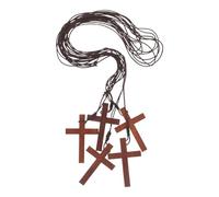 LRXIYODE Collier Croix en Bois Fait Main Unisexe 5 Pièces, Pendentif Chrétien Naturel Sculpté, Bijou Religieux en Bois Robuste, Symbole de Foi pour Hommes et Femmes, Accessoire
