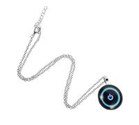 LRXIYODE Collier Pendentif Bouton d'Alimentation Lumineux Phosphorescent Style Rétro Unisexe Chaîne Argentée pour Pull Bijou de Mode Européen Unique Accessoires Jeux Collier Vintage