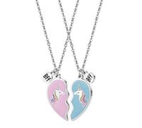 LRXIYODE Collier Pendentif Licorne pour Fille en Alliage Lot de 2 set de Colliers Cœurs à Assembler Chaîne Décorative pour Clavicule Présent Amitié Anniversaire et Nouvel An