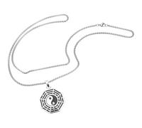 LRXIYODE Collier Pendentif Yin Yang Tai Chi, Long Collier à Breloques pour Femmes et Hommes, Style Mode Unisexe, Métal Argenté, Accessoire pour Tenue Décontractée et Quotidienne