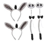 LRXIYODE Costume D'âne 8 Pièces Bandeau Oreilles Queue Nez Nœud Unisexe Garçon Et Filles Fêtes D'anniversaire Carnaval Halloween