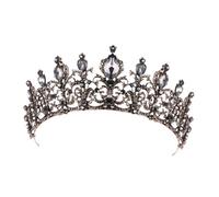 LRXIYODE Couronne Baroque Strass Vintage pour Mariée Femme Coiffe Chic Éclatante pour Mariage Halloween et Fête
