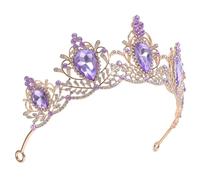LRXIYODE Couronne Baroque Vintage en Alliage Violet Clair, Diadème Goutte D'eau Strass, Accessoire Coiffure pour Mariage, Bal, Fête, Bandeau de Tête Élégant et Léger