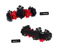 LRXIYODE Couronne de Fleurs Noire et Rouge pour Femmes Headband Floral Élégant Accessoire pour Mariage Halloween Photo et Fête Couronne de Roses Style Reine
