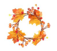 LRXIYODE Couronne Facile à Entretenir pour Décoration Automne Simulée de Feuille D'érable et Citrouille Orange Finition Soignée, pour Table ou Fêtes