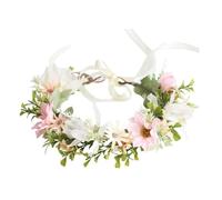 LRXIYODE Couronne Fleurs Mariage Réglable Tulle avec Marguerites Naturelles Bandeau Floral Élégant pour Mariée Accessoires Cheveux Fleuris pour Cérémonie