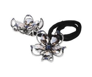 LRXIYODE Disque Capillaire Noir en Alliage pour Chignon Élégant Tressage Complexe, Accessoire Polyvalent pour Updos et Twists, Orné de Fleurs Étincelantes