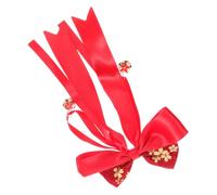 LRXIYODE Élastique Cheveux Noeud avec Grelot et Ruban Rouge Accessoire Coiffure Traditionnel Chinois pour Filles Fêtes et Quotidien