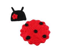 LRXIYODE Ensemble de Photographie Bébé 100 Jours Cape Coccinelle à Sept Points Tricotée Unisexe Accessoire Photo -Né Doux et Confortable pour Séance Photo Naissance