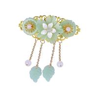 LRXIYODE Épingle à Cheveux Fleur Coiffe Taille Moyenne Accessoire Rétro Pour Queue De Cheval Femme Élégante Sorties Et Fêtes Vert Clair
