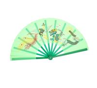 LRXIYODE Éventail Pliant Kung Fu Vert Dragon et Phénix Accessoire de Performance Portable pour Danse et Arts Martiaux Traditionnels Chinois pour Festival et Décoration