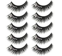 LRXIYODE Extensions de Faux Cils Noirs avec Strass en Fibre Synthétique pour Performance de Danse, 5 Paires Faciles à Utiliser, Effet Spectaculaire pour Scène et Club
