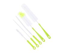 LRXIYODE Goupillon pour Biberon et Brosse de Nettoyage à Long Manche, Lot de 5 Pièces, Plastique Vert, Adapté Bouteilles à Col Étroit, Nettoyage pour Bébé Cuisine