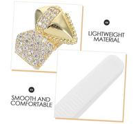 LRXIYODE Grills Dentaires Hip-hop V-shape Ornés De Zircone Scintillante, Fausses Canines Dorées 2 Pièces, Accessoires Cosplay Halloween, Unisexe, Effet Miroir Confortable