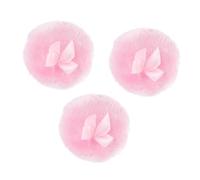 LRXIYODE Houppette Poudre pour Bébé en Tissu Rose, Douce et Facile à Utiliser D'une Main, Lot de 3 Pièces Design Noeud Élégant, pour Poudre Corps Délicate