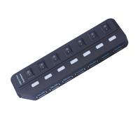 LRXIYODE Hub USB 3.0 à 7 Ports pour Ordinateur Portable, Répartiteur USB Portable, Concentrateur de Données sans Alimentation, Compatible PC et Tablette, Design Simple, Couleur Noire