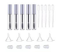 LRXIYODE Kit de 5 Tubes de Mascara Vides en Plastique 12ml avec Entonnoirs et Pipettes pour Maquillage DIY et Voyage, Accessoires Pratiques pour Cils