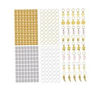 LRXIYODE Kit de Perles Métalliques Dorées pour Tresses Cheveux Anneaux et Pendentifs DIY Accessoires Cheveux Festival et Tresses Afro Décoration pour Dreadlocks et Queue de Cheval