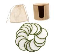 LRXIYODE Lingettes Démaquillantes Réutilisables 18 Pièces en Bambou 16 Disques Filet Boîte en Bambou pour Femme et Jeune Fille Usage Maison Voyage et Camping