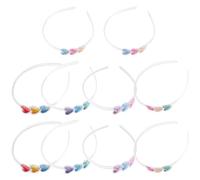 LRXIYODE Lot de 10 Serrage-Têtes de Cœur Transparents à Paillettes Bandeaux Colorés Saint-Valentin Accessoires pour Cheveux Multicolores pour Fête et Photo