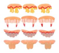 LRXIYODE Lot de 12 Fausses Dents d'halloween en Caoutchouc Prothèses Dentaires Amusantes Dents de Vampire Zombie Lapin et Fourchues Accessoires de Fête et Cosplay pour Soirées Carnaval