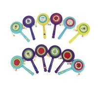 LRXIYODE Lot De 12 Tambours D'éveil Colorés Pour Tout-petits, Plastique Léger, Jouets Éducatifs Motifs Fruités, Adaptés Aux Bébés, Hochets Manuels Pour Développement Sensoriel Et Coordination Visuelle